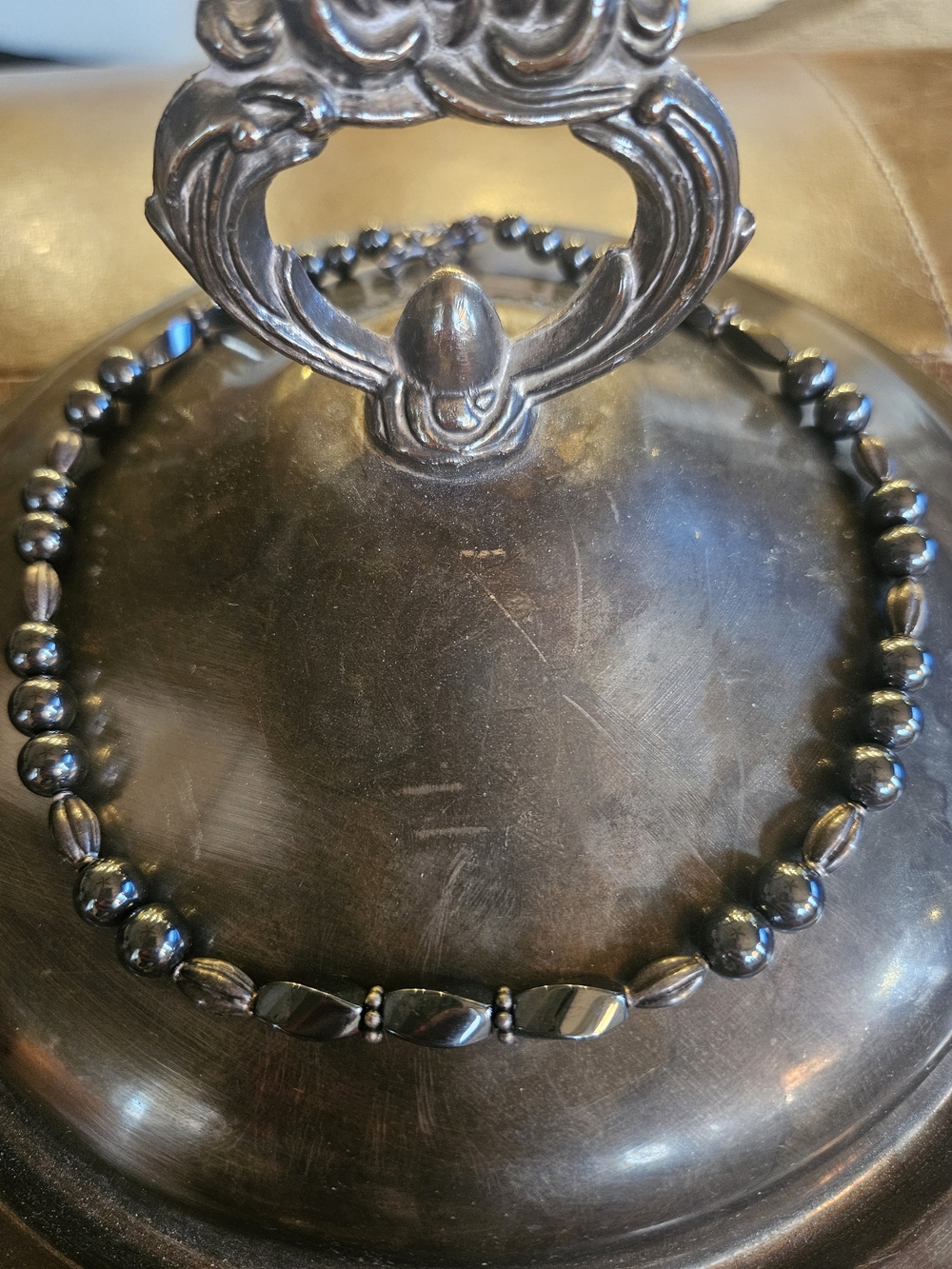 Hand Crafted Classic Hematite Bead Necklace in Metallic Gray